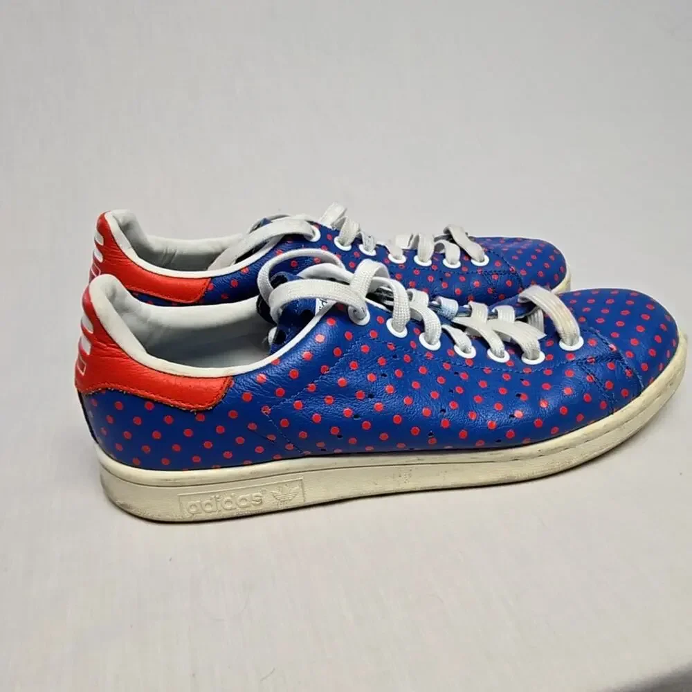 Adidas Stan Smith Polka Dot Sneakers Blue Red Mens 9.5 Leather